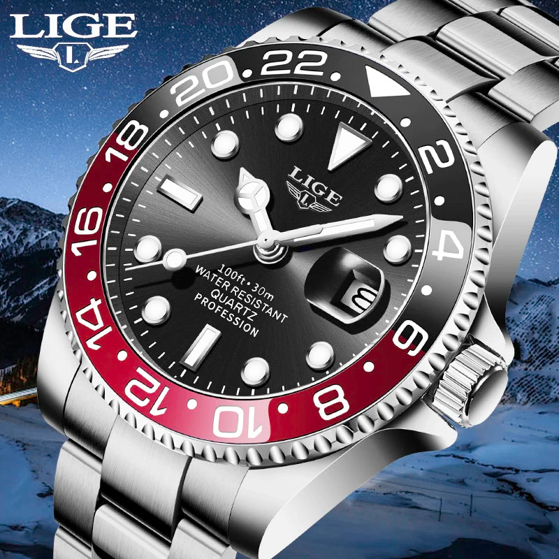 LIGE Fashion Quartz Watch for Men Date Clock Sports Waterproof Watches Men Luminous Wrist Watch Luxury Relogio Masculino +box