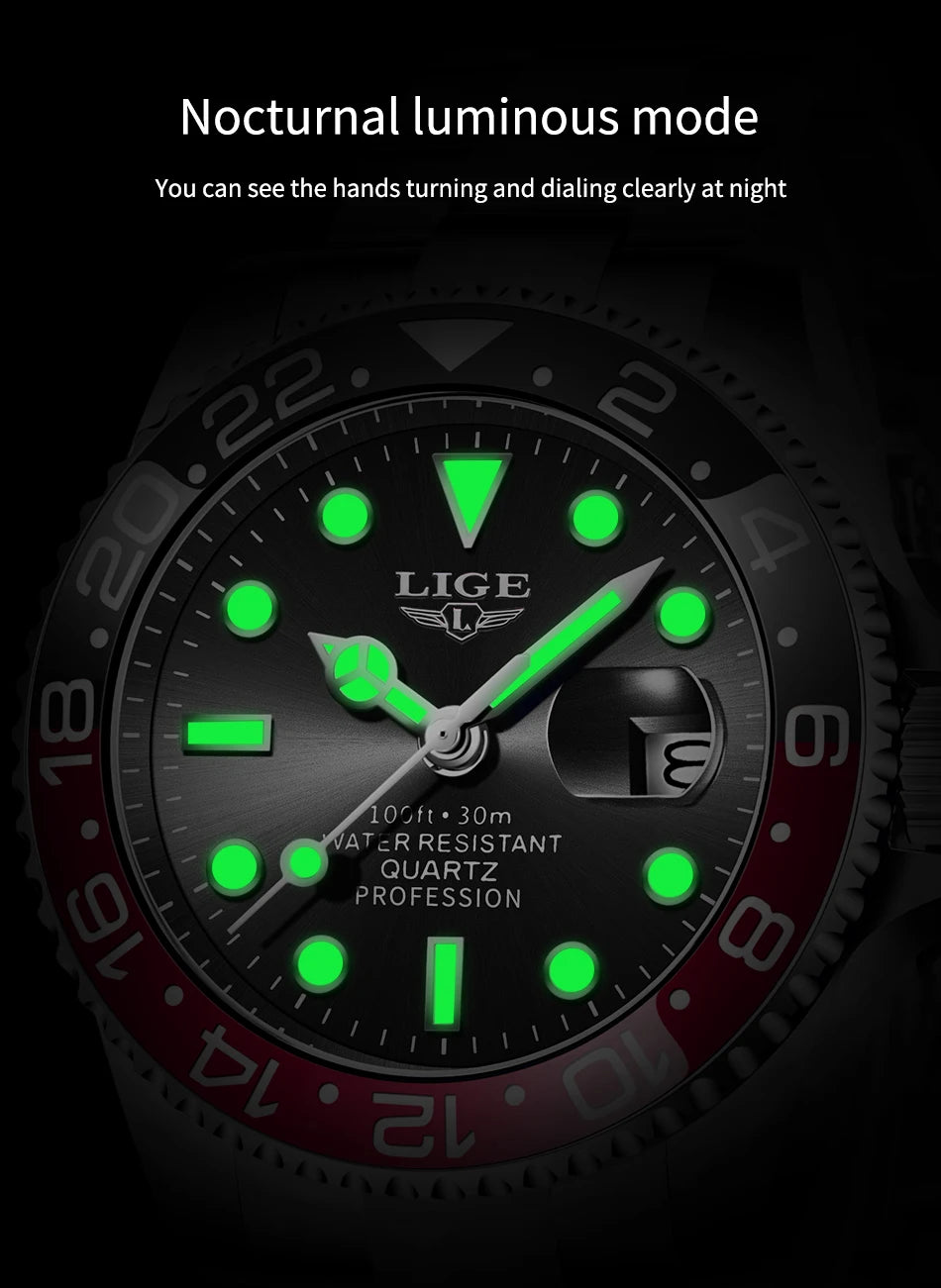 LIGE Fashion Quartz Watch for Men Date Clock Sports Waterproof Watches Men Luminous Wrist Watch Luxury Relogio Masculino +box