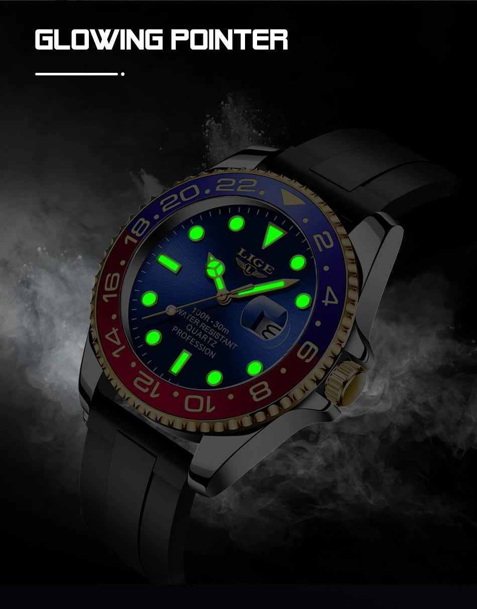 LIGE Fashion Quartz Watch for Men Date Clock Sports Waterproof Watches Men Luminous Wrist Watch Luxury Relogio Masculino +box