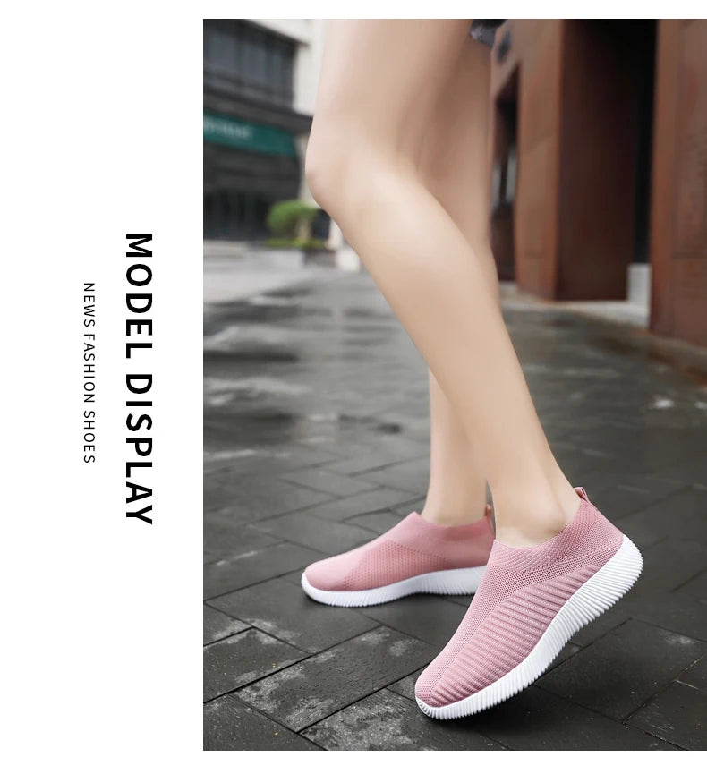 Women Vulcanized Shoes High Quality Women Sneakers Slip On Flats Shoes Women Loafers Plus Size 42 Walking Flat