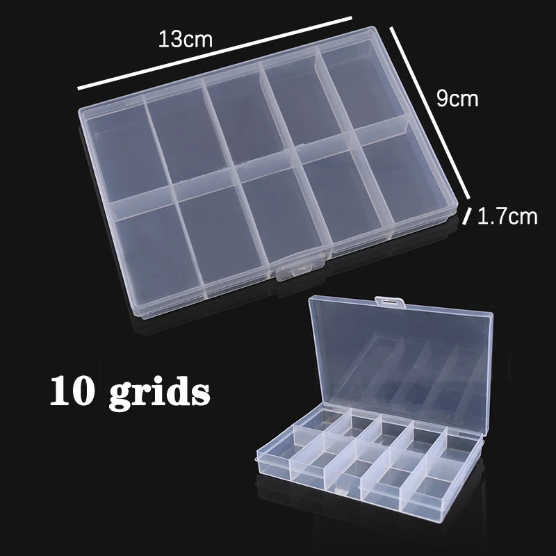 Plastic Jewelry Box 10/15/24 Compartment Slot Organizer Storage Beads Container Adjustable Jewelry Storage Box Rectangle Case