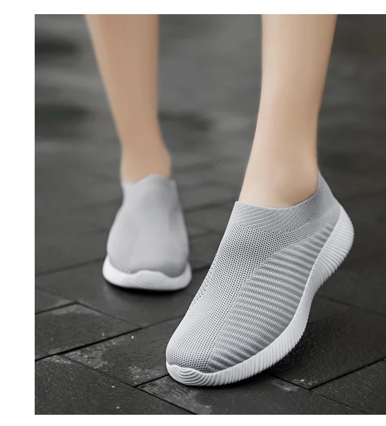 Women Vulcanized Shoes High Quality Women Sneakers Slip On Flats Shoes Women Loafers Plus Size 42 Walking Flat