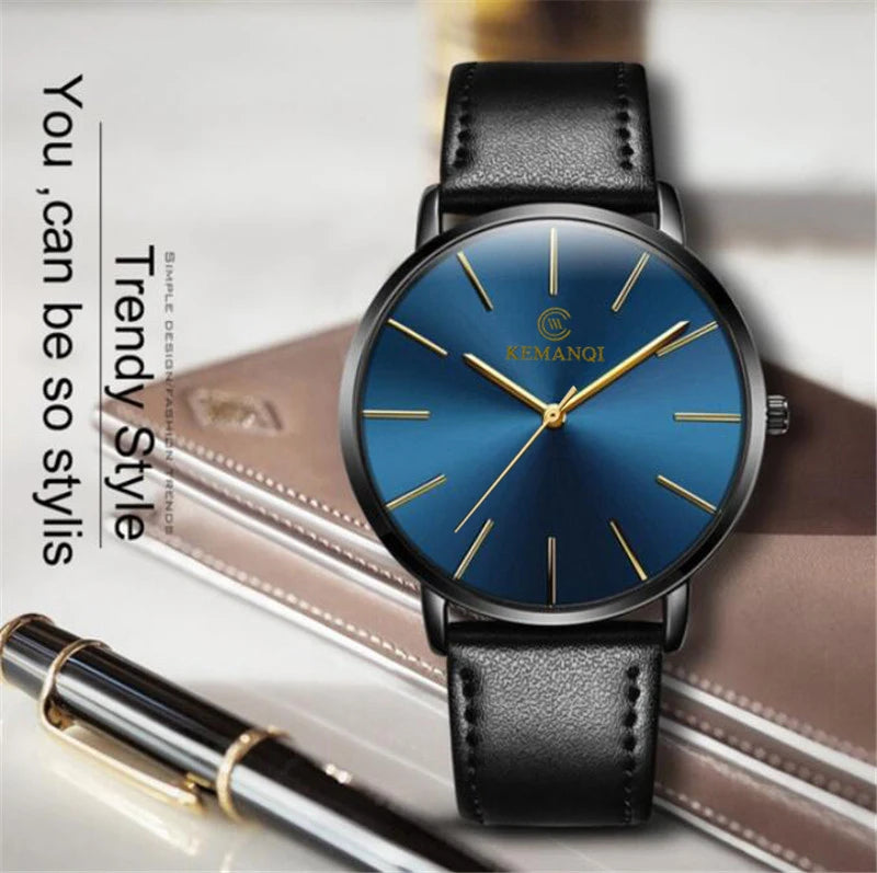 Mens Watches Top Luxury Brand Ultra thin Wrist Watch Men Watch Blue Glass Men's Watch Clock relogio masculino erkek kol saati