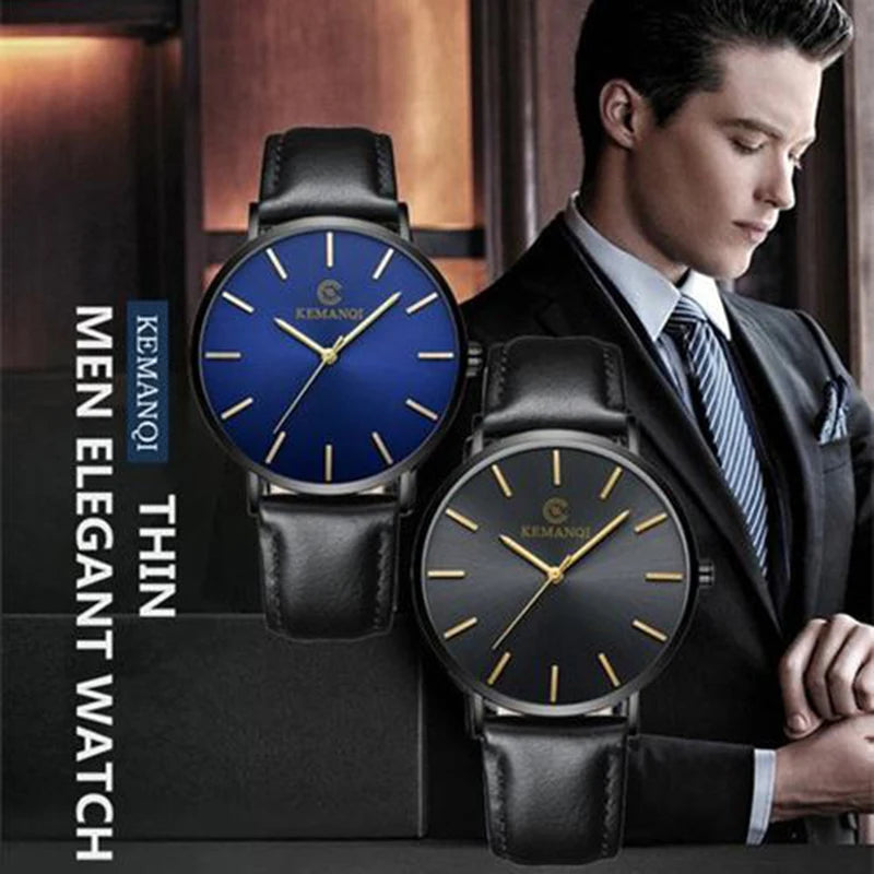 Mens Watches Top Luxury Brand Ultra thin Wrist Watch Men Watch Blue Glass Men's Watch Clock relogio masculino erkek kol saati