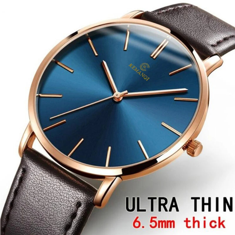 Mens Watches Top Luxury Brand Ultra thin Wrist Watch Men Watch Blue Glass Men's Watch Clock relogio masculino erkek kol saati