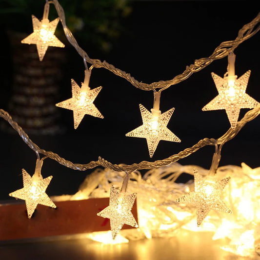 1.5m/3m/6m/10m LED Star String Lights Christmas Garland Battery USB Powered Wedding Party Curtain String Fairy Lamps For Home