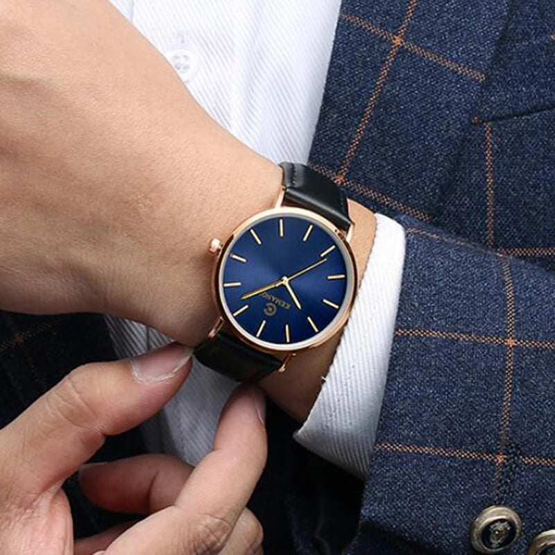 Mens Watches Top Luxury Brand Ultra thin Wrist Watch Men Watch Blue Glass Men's Watch Clock relogio masculino erkek kol saati