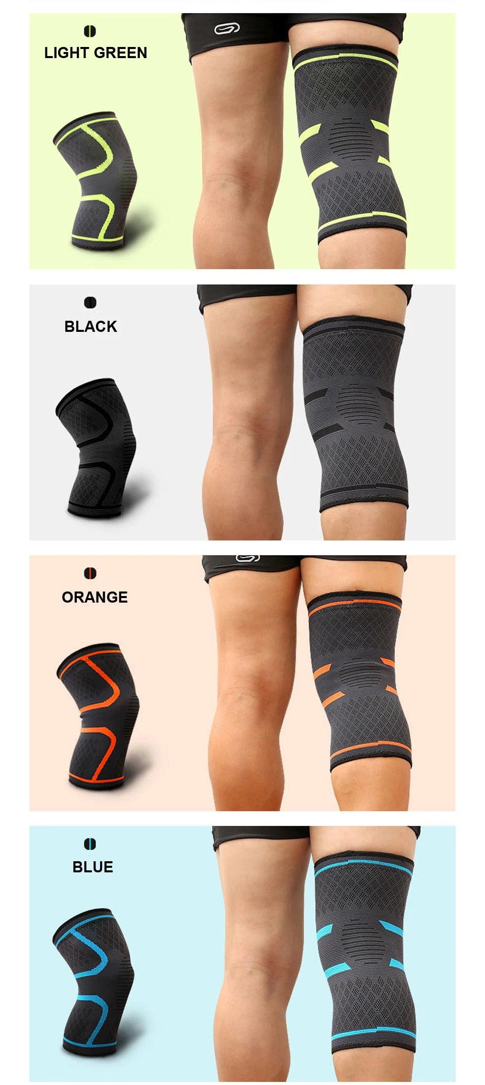 AOLIKES 1PCS Fitness Running Cycling Knee Support Braces Elastic Nylon Sport Compression Knee Pad Sleeve For Basketball