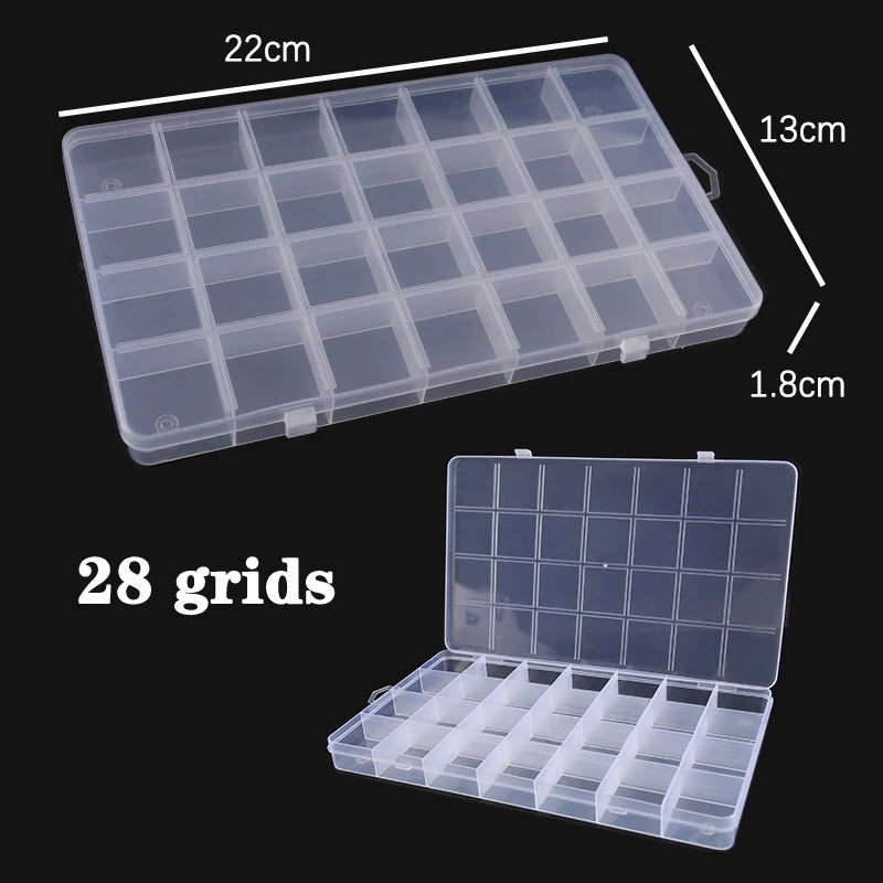 Plastic Jewelry Box 10/15/24 Compartment Slot Organizer Storage Beads Container Adjustable Jewelry Storage Box Rectangle Case