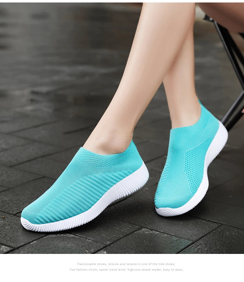 Women Vulcanized Shoes High Quality Women Sneakers Slip On Flats Shoes Women Loafers Plus Size 42 Walking Flat