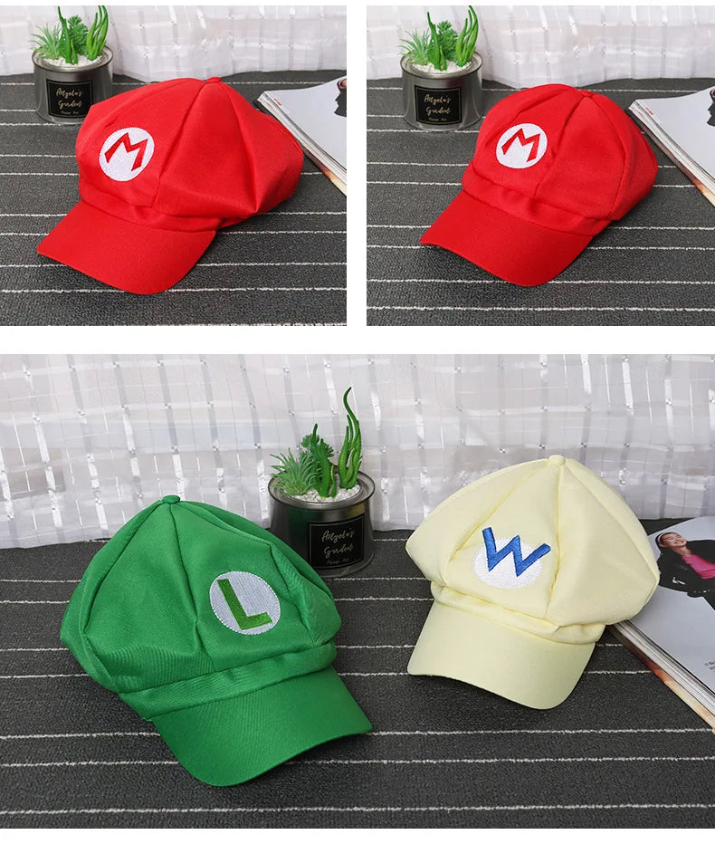 Anime Super Hat Cap Luigi Bros Letter Printed Cosplay Cartoon Baseball Costume for Adult Hats Waluigi Wario Odyssey Cappy 3D Hat