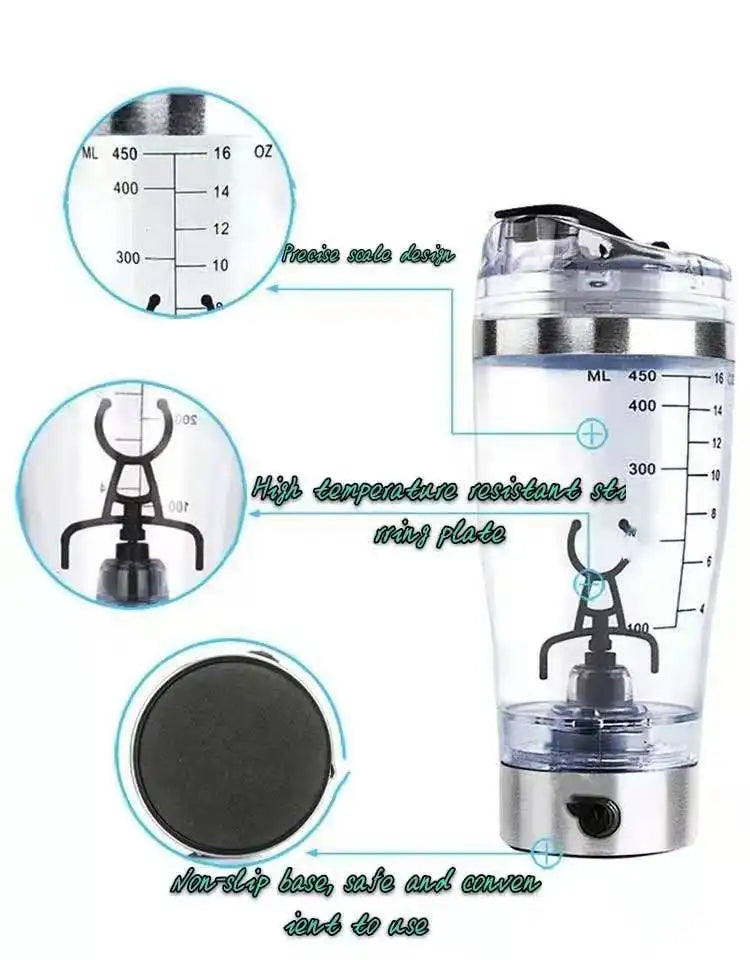 Electric Protein Shake Stirrer USB Shake Bottle Milk Coffee Blender Kettle Sports And Fitness Charging Electric Shaker Cup