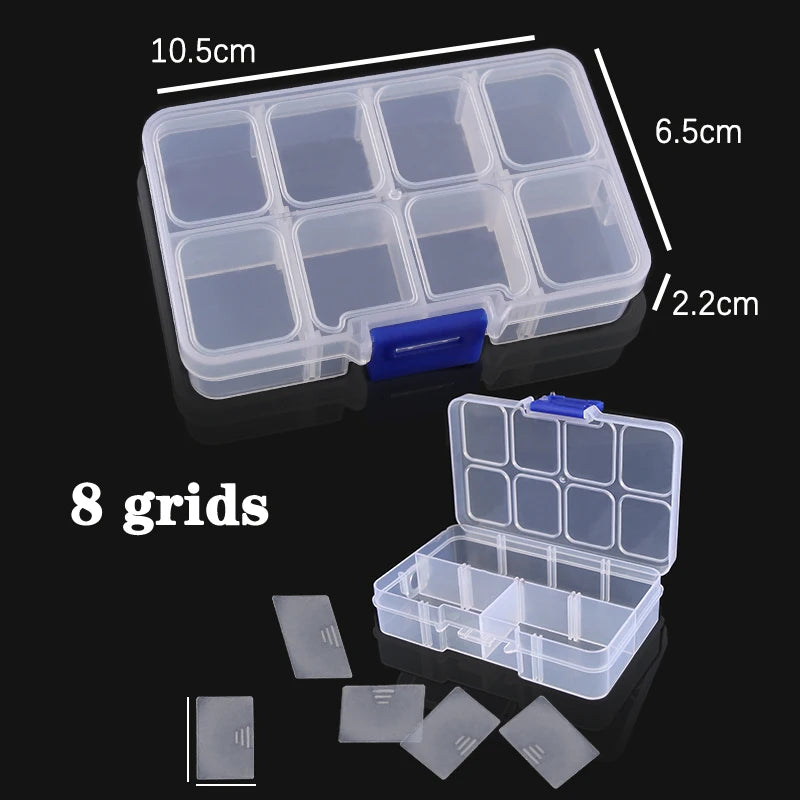 Plastic Jewelry Box 10/15/24 Compartment Slot Organizer Storage Beads Container Adjustable Jewelry Storage Box Rectangle Case