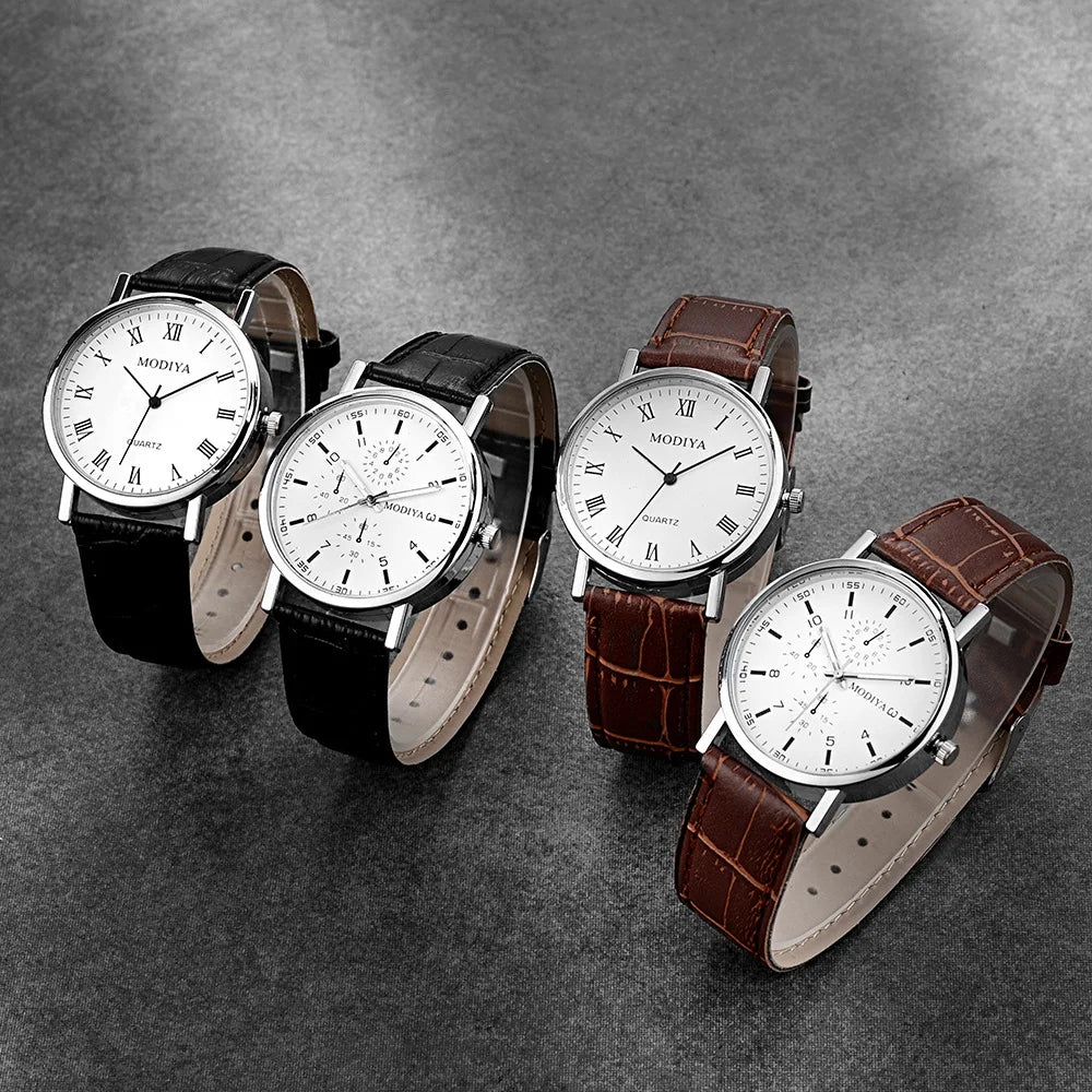 Men Business Wrist Watch Luxury Leather Strap Analog Watches Ultra Thin Quartz Wristwatch Clock Men Women Casual Simple Watch