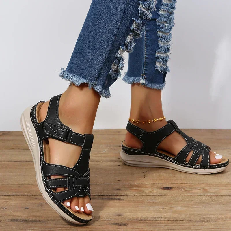 Sandals Women 2024 Summer New Premium Orthopedic Fashion Platform Beach Sandals Ladies Open Toed Wedge Shoes Female Zapatos