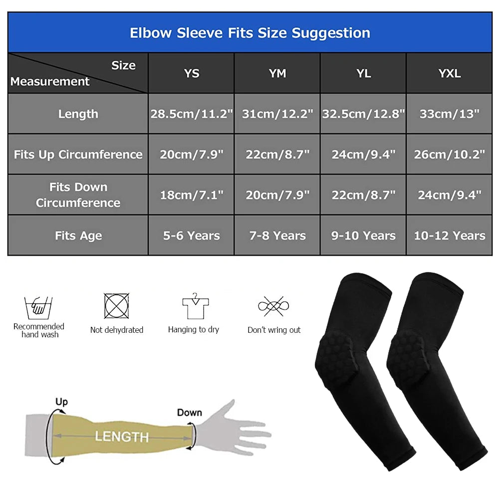 1Pcs Knee and Elbow Pads for Kids Youth Honeycomb Compression Sleeves Pads Guards Sports Protective Gear for Basketball,Football