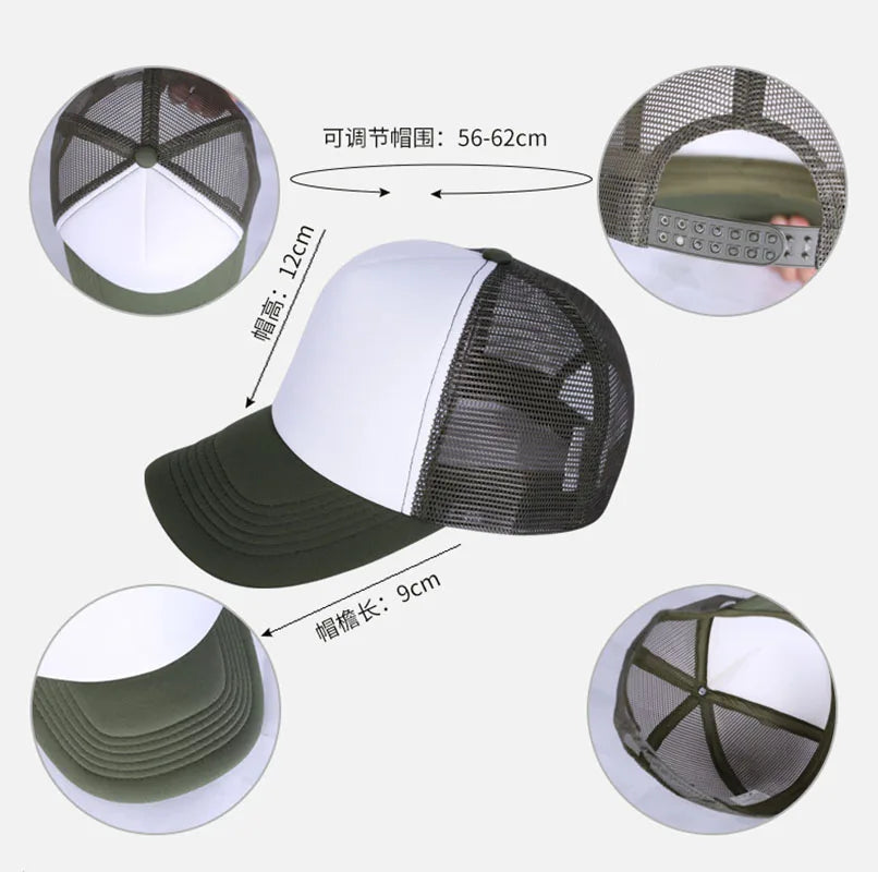 One Piece Custom Logo 5 Panel Hat Unisex Mesh Snapback Cap Men Solid Fit Blank Baseball Caps Women Trucker Sun Dad Hats grorras