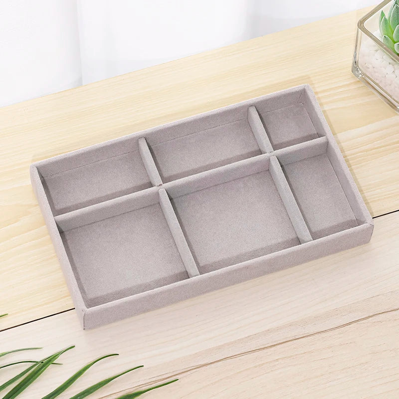 Jewelry Storage Box Earring Ring Necklace Brooch Holder Flannelette Jewelry Display Box Necklace Classification Organizer