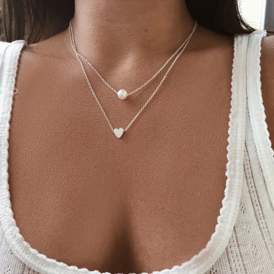 Minimalist Round Stick Pendant Necklace for Women Pearl Clavicle Necklace Leaves Long Chain Fashion Jewelry Statement Girl Gift