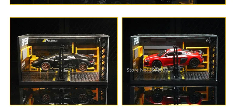 1/24 Scale DIY Maintenance Shop Alloy Model Car Toy Simulated Garage Scene Model Diecast Metal Decoration Birthday Gifts for Boy