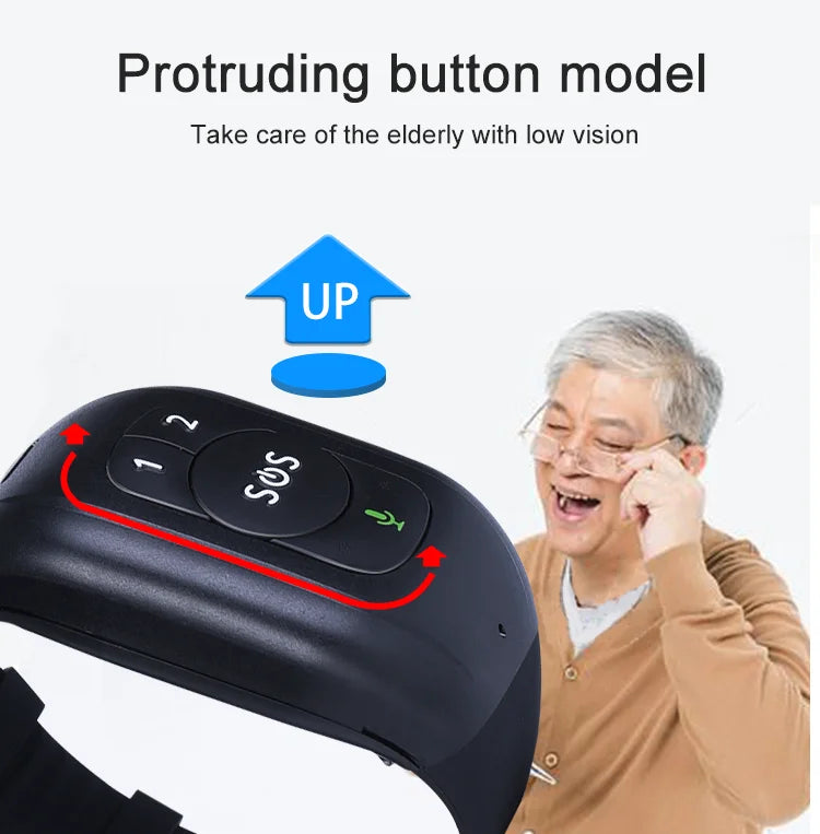 Elderly GPS Watch 4G Tracking Bracelet Health Temperature Management SOS IP67 Waterproof Old People Locator Fall Alert Tracker