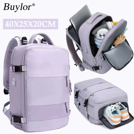 Buylor 40x25x20 Travel Backpack For Women Airplane Cabin Luggage Backpack Carry On 14inch Laptop Backpack Casual SchoolBackpack