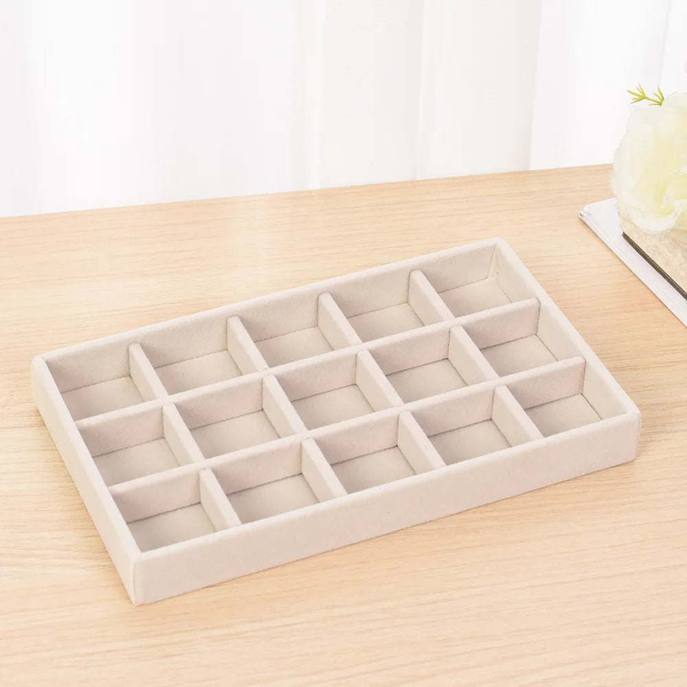 Jewelry Storage Box Earring Ring Necklace Brooch Holder Flannelette Jewelry Display Box Necklace Classification Organizer