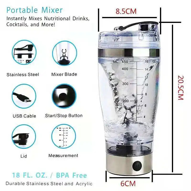 Electric Protein Shake Stirrer USB Shake Bottle Milk Coffee Blender Kettle Sports And Fitness Charging Electric Shaker Cup