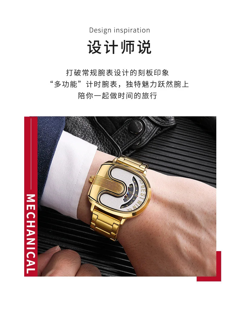 Luxury Original Men Watches Sports Golden Quartz Gold Men's Wrist Watches Steel Waterproof Watches for Mens Relogio Masculino