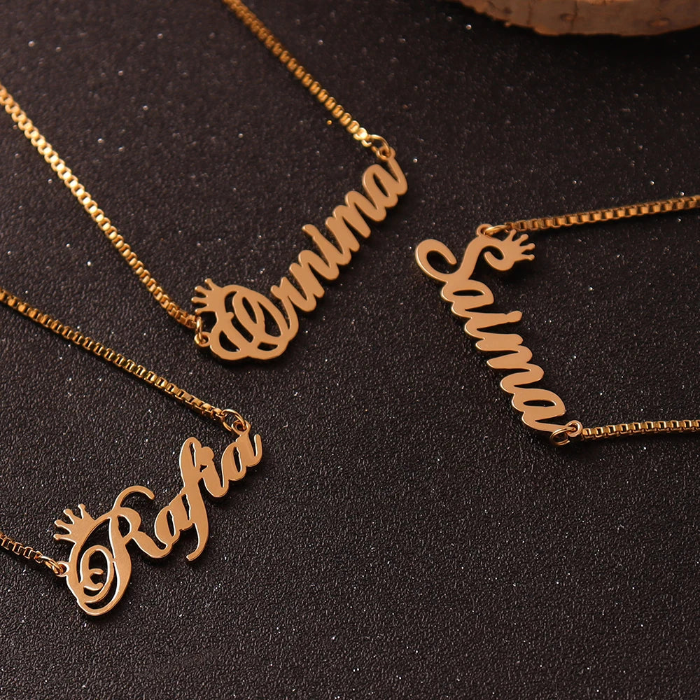 Personalised Gold Name Necklace with Box Chain  Custom Name Necklace Handmade Jewelry Personalised Birthday Gift for Her Mom