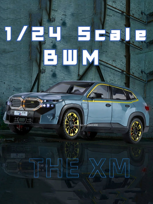 1/24 XM SUV Toy Car Model Alloy Diecast Pull Back with Sound Light Steerable Scale Model Vehicle Toys for Boys Souvenir Gift