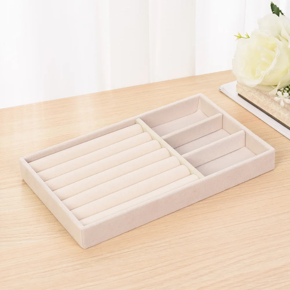 Jewelry Storage Box Earring Ring Necklace Brooch Holder Flannelette Jewelry Display Box Necklace Classification Organizer