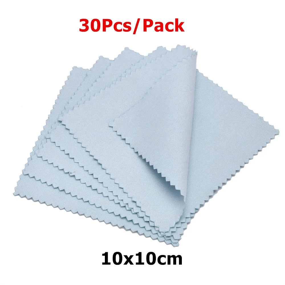 60mm 80mm 100mm Jewelry Polishing Cloth Double-Sided Cleaning Cloth for Gold Silver Jewelry Tools 10-30Pcs