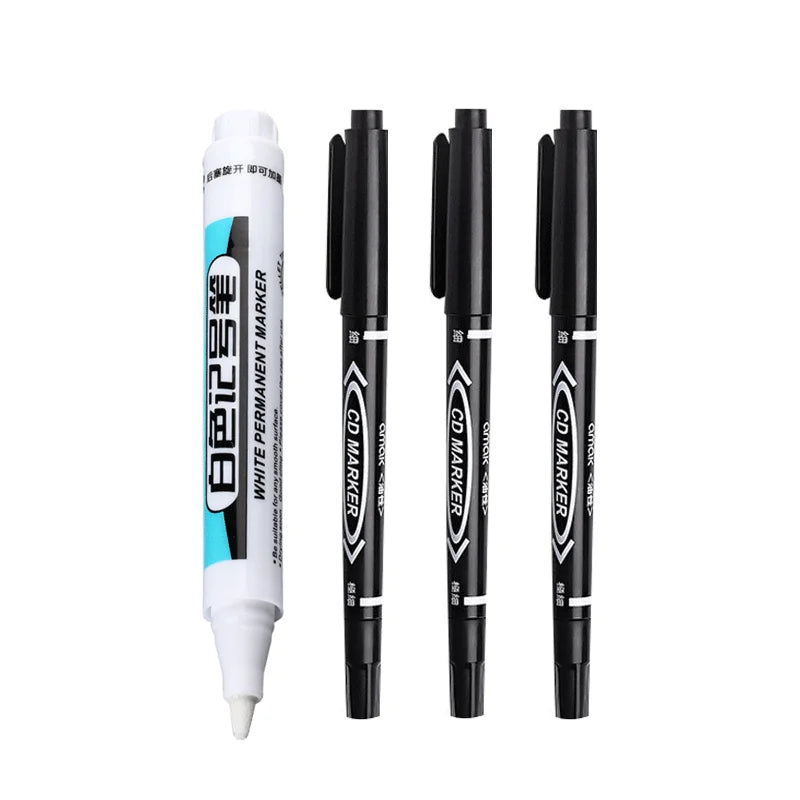 1/4Pcs White Permanent Paint Pen set for Wood Rock Plastic Leather Glass Stone Metal Canvas Ceramic Deep Hole Marker 0.7mm