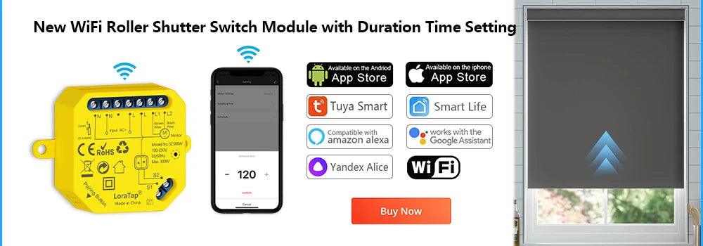 "Smart WiFi Curtains & Blinds Switch | Tuya Roller Shutter Motor with Google Home & Alexa Voice Control"