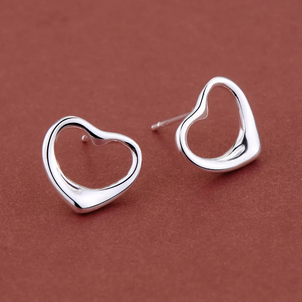 Original 925 Sterling Silver Earrings Hearts For Women Exquisite Student Girlfriend Jewelry Accessories Wedding Fashion Gift