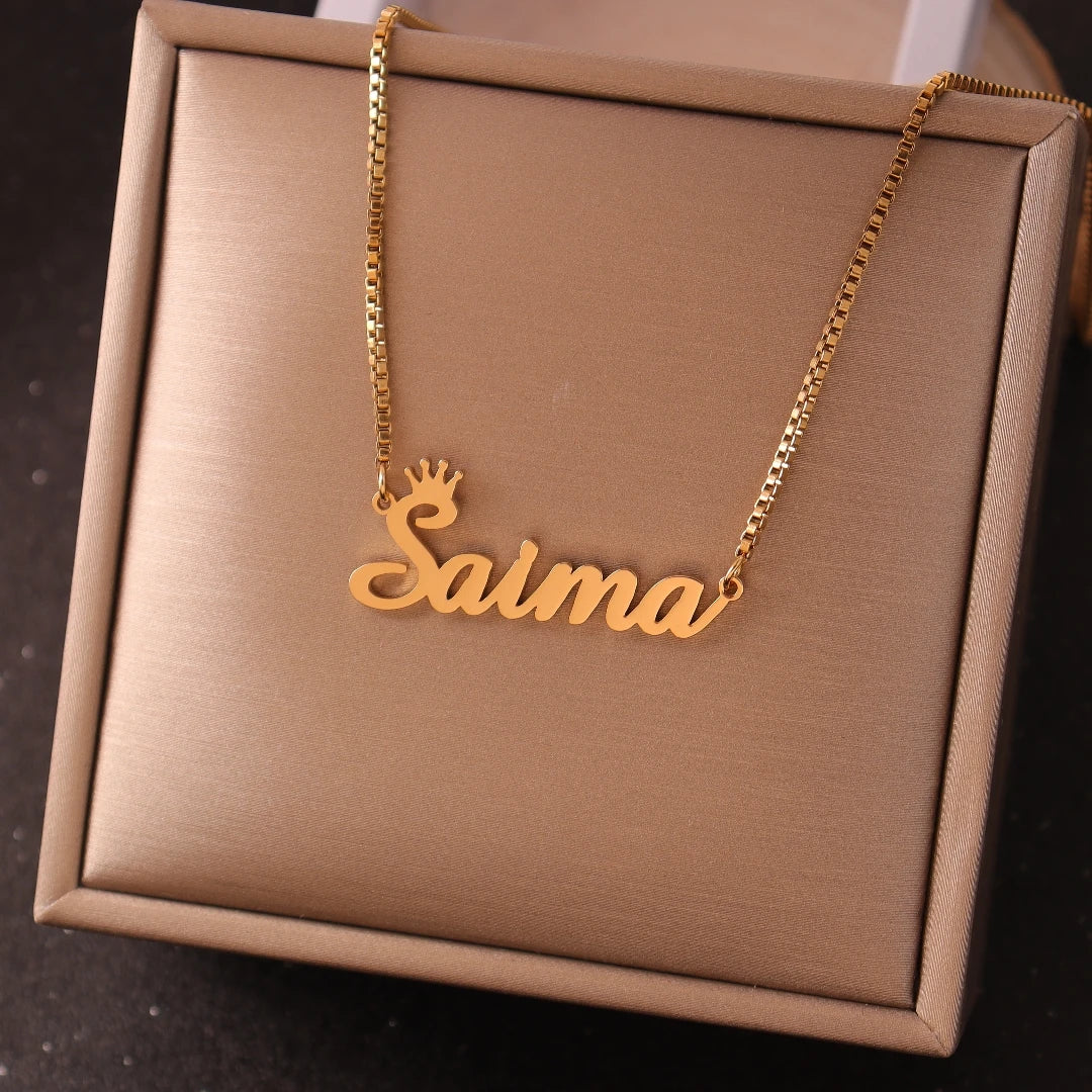 Personalised Gold Name Necklace with Box Chain  Custom Name Necklace Handmade Jewelry Personalised Birthday Gift for Her Mom