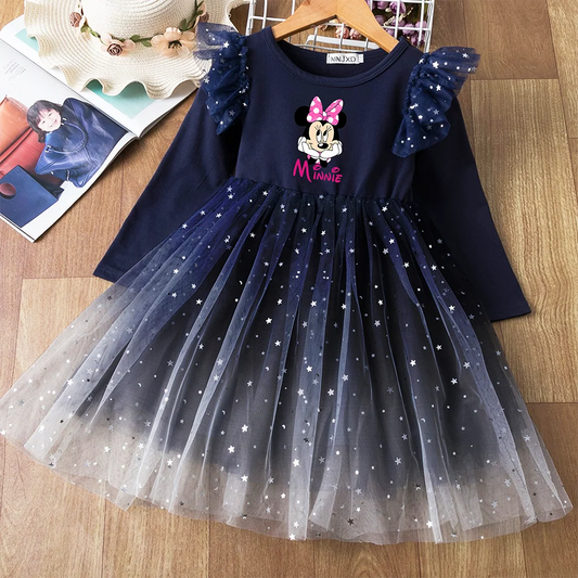 Mickey Minnie Mouse Fall Dresses Girls Birthday Party Long Sleeve Princess Costume Children's Clothes kid Autumn Christmas dress