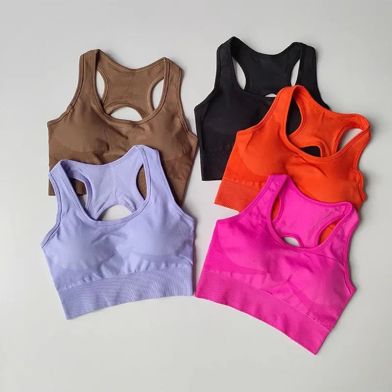 2pcs Seamless Yoga Set Women Push Up Legging Fitness Sportswear Gym Sport Bras Push-up Strappy Sports Top Set Sports Suits