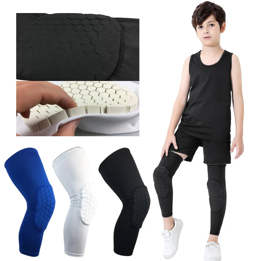 1Pcs Knee and Elbow Pads for Kids Youth Honeycomb Compression Sleeves Pads Guards Sports Protective Gear for Basketball,Football