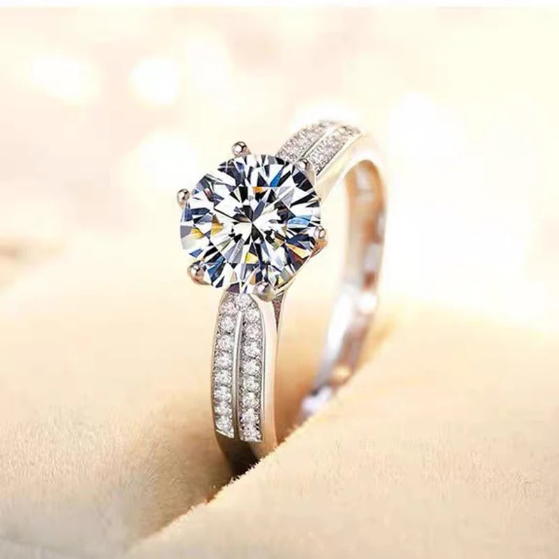 Non-fading 18K Golden Glossy Ring, Classic Couple Engagement Wedding Ring Unisex Silver 925 Jewelry Fashion Accessories