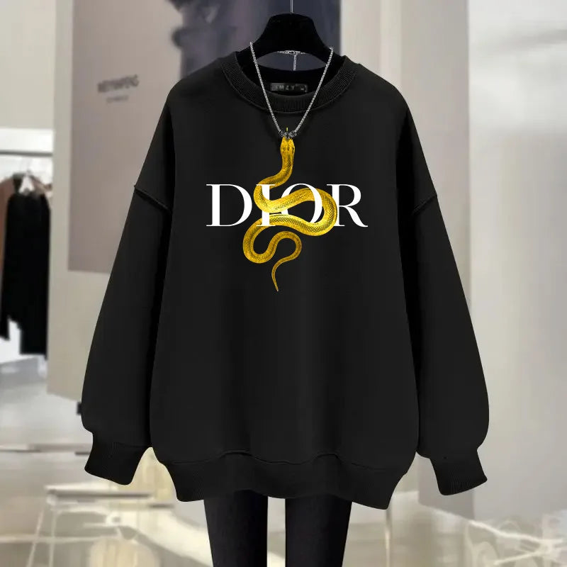 Women's Casual Long-sleeved Hoodie Personal Printed Daily Round Neck Loose Sweatshirts Woman Outdoor Y2K Tracksuit Outerwear