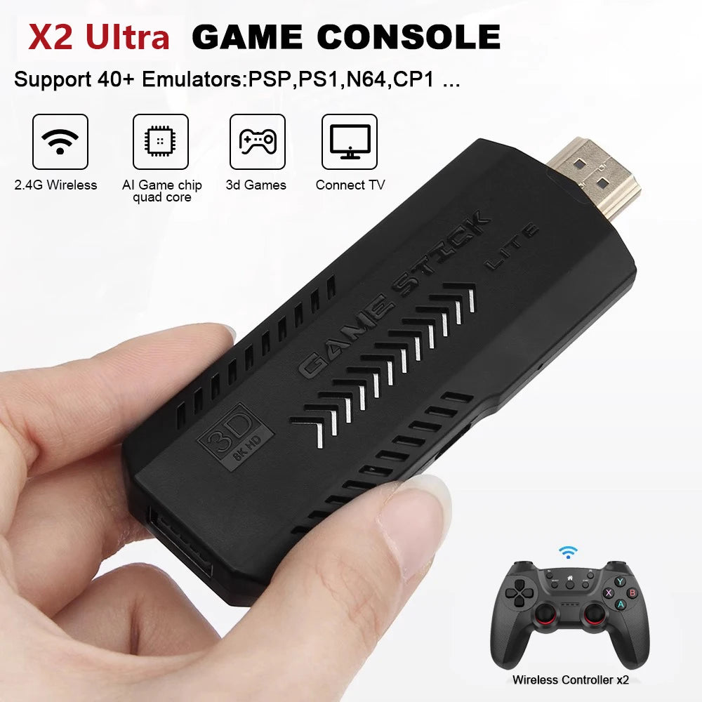 X2 Ultra X2 Plus GD10 Pro 4K Game Stick 3D HD Retro Video Game Console Wireless Controller TV 50 Emulator For PS1/N64/DC  Gift