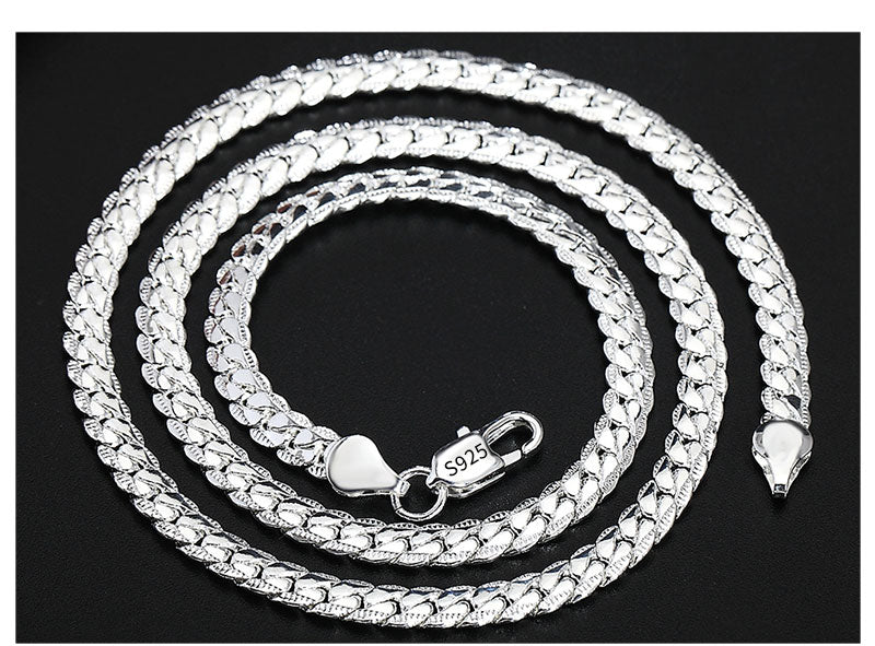 18K Gold/Silver Color 6mm Full Sideways Necklace 8/18/20/24 Inch Chain For Woman Men Fashion Wedding Engagement Jewelry