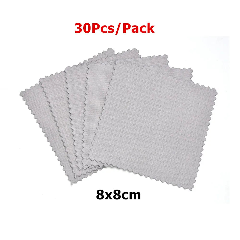 60mm 80mm 100mm Jewelry Polishing Cloth Double-Sided Cleaning Cloth for Gold Silver Jewelry Tools 10-30Pcs