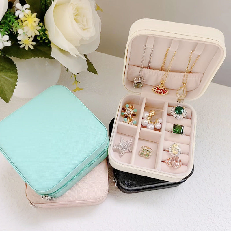 Korean Version Simple Ins Style Portable Jewelry Storage Box 2023 New High-end Exquisite Large Capacity Travel Jewelry Bag