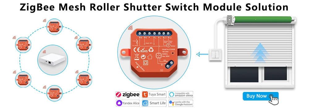 "Smart WiFi Curtains & Blinds Switch | Tuya Roller Shutter Motor with Google Home & Alexa Voice Control"