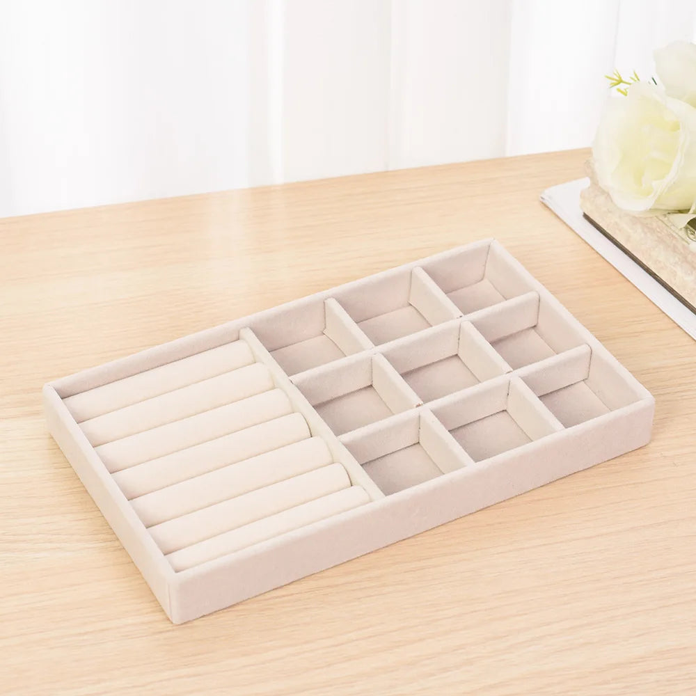 Jewelry Storage Box Earring Ring Necklace Brooch Holder Flannelette Jewelry Display Box Necklace Classification Organizer