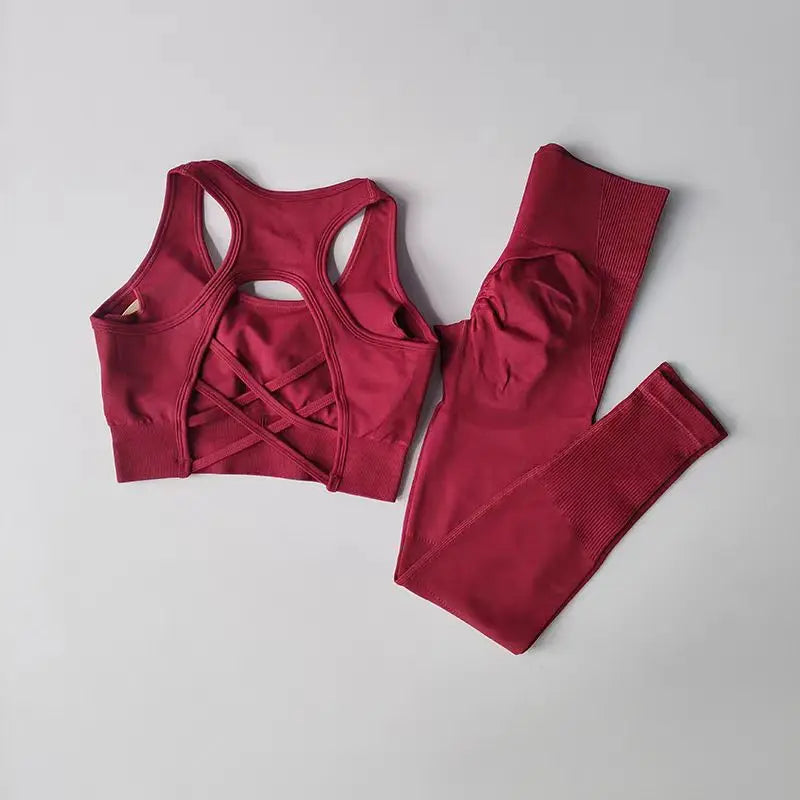 Women's tracksuit Fitness Yoga Sets Sportswear Workout Sports Bra+High Waist Leggings Gym Clothing Seamless Sports Suits