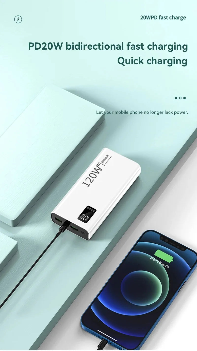 Xiaomi 80000mAh High Capacity Power Bank 120W Fast Charging Powerbank Portable Battery Charger For iPhone Samsung Huawei